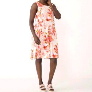 New Mr Max White Coral Sleeveless Watercolour Floral Dress Size Medium Bin 4A